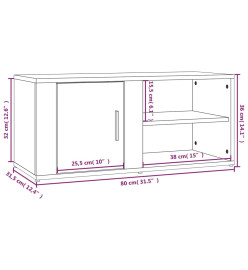 Meuble TV Chêne fumé 80x31,5x36 cm Bois d'ingénierie