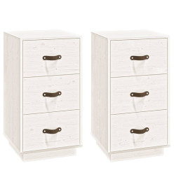 Tables de chevet 2 pcs Blanc 40x40x75 cm Bois de pin massif