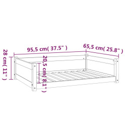 Lit pour chien Gris 95,5x65,5x28 cm Bois de pin solide