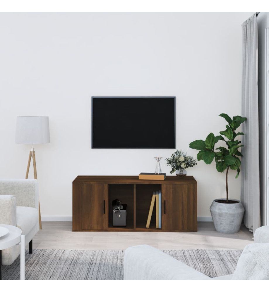 Meuble TV Chêne marron 100x35x40 cm Bois d'ingénierie