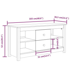 Meuble TV Marron miel 103x36,5x52 cm Bois de pin massif