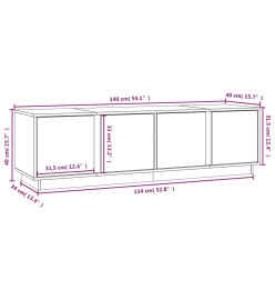 Meuble TV Gris 140x40x40 cm Bois de pin massif