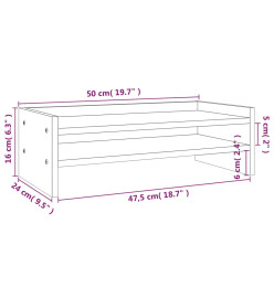 Support de moniteur Noir 50x24x16 cm Bois de pin solide