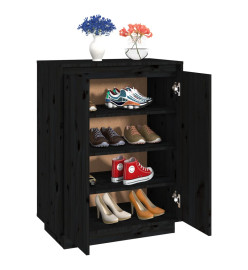 Armoire à chaussures Noir 60x35x80 cm Bois de pin massif