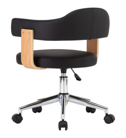 Chaise pivotante de bureau Noir Bois courbé et similicuir