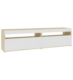 Meubles TV 2 pcs lumières LED Blanc et chêne sonoma 75x35x40 cm