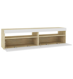 Meubles TV 2 pcs lumières LED Blanc et chêne sonoma 75x35x40 cm