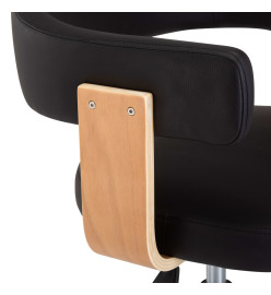 Chaise pivotante de bureau Noir Bois courbé et similicuir