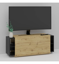 FMD Meuble TV 194,5x39,9x49,2 cm Chêne artisanal et noir