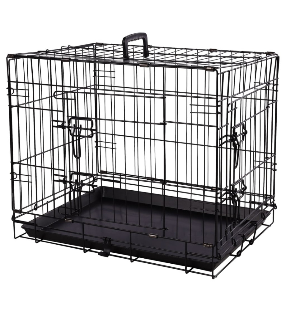 FLAMINGO Cage métallique animaux avec porte coulissante S Noir