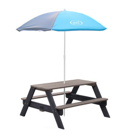 AXI Table de pique-nique pour enfants Nick et parasol Marron et gris