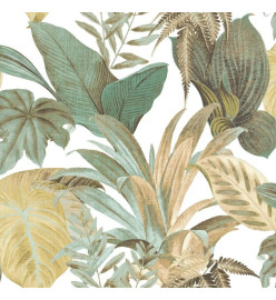 Topchic Papier peint Big Leaves Vert et beige