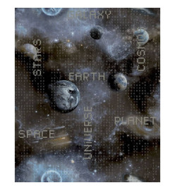 Good Vibes Papier peint Galaxy Planets and Text Bleu et noir