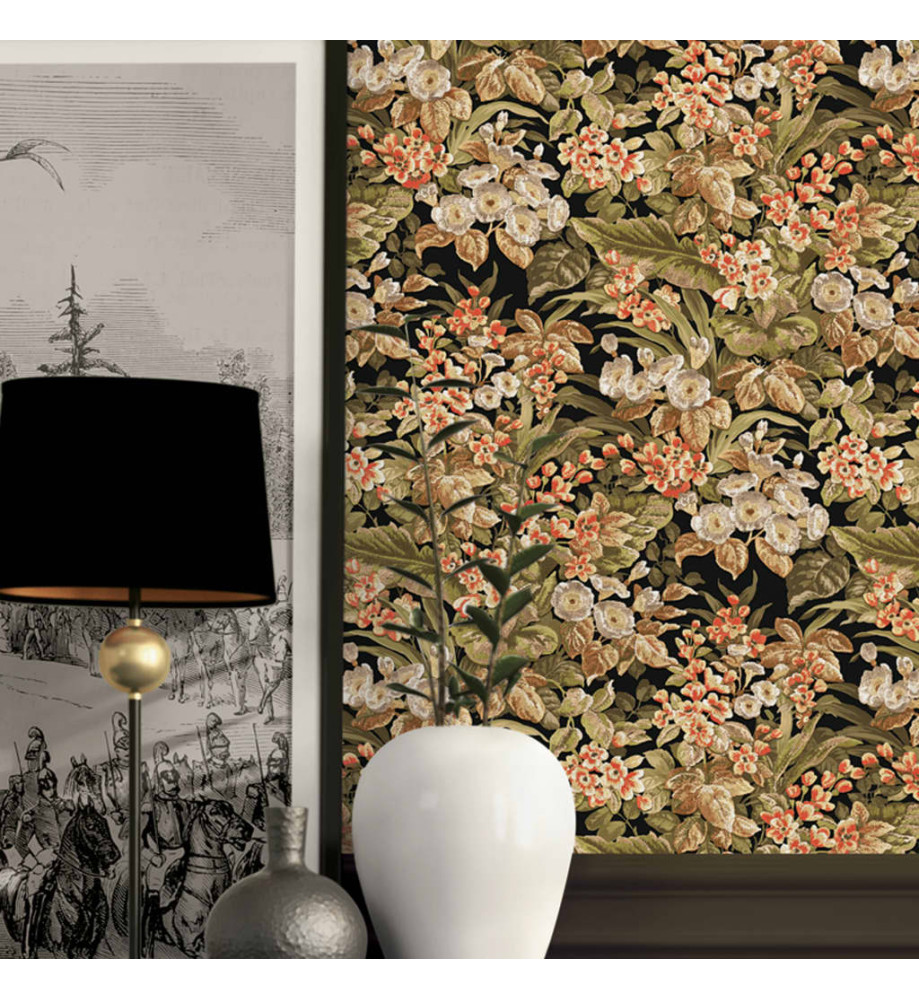 DUTCH WALLCOVERINGS Papier peint floral Noir