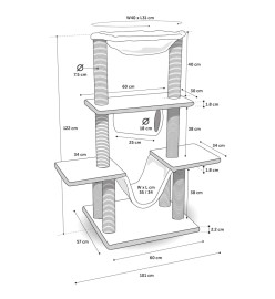 FLAMINGO Arbre à chat Hamza Noir 60x57x122 cm