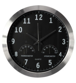 Perel Horloge murale 35,5 cm Noir et argenté