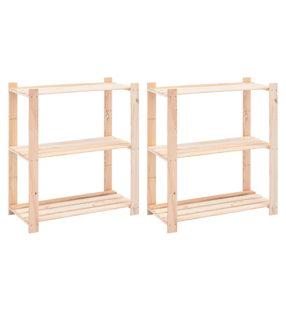 Étagères de rangement à 3 niveaux 2 pcs 80x38x90 cm Pin 150 kg