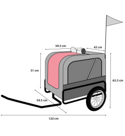 FLAMINGO Remorque de vélo pour chiens Romero Rouge 59,5x43x51 cm