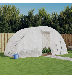 Serre avec cadre en acier blanc 10 m² 5x2x2,3 m