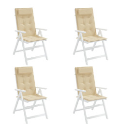 Coussins de chaise à dossier haut lot de 4 beige tissu oxford