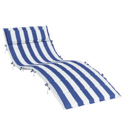 Coussin de chaise longue rayures bleues/blanches 180x60x3 cm