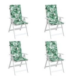 Coussins de chaise à dossier haut 4 pcs modèle de feuille tissu