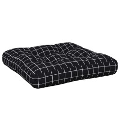 Coussin de palette motif à carreaux noir 60x61,5x10 cm tissu