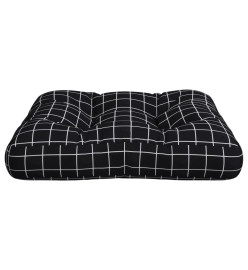 Coussin de palette motif à carreaux noir 60x61,5x10 cm tissu