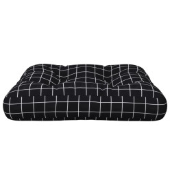 Coussin de palette motif à carreaux noir 60x61,5x10 cm tissu