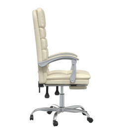 Fauteuil de massage inclinable de bureau Crème Similicuir