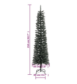 Sapin de Noël artificiel mince avec support Vert 210 cm PVC