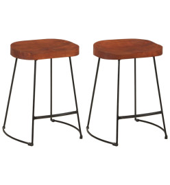 Tabourets de bar Gavin lot de 2 45x38x53cm bois massif manguier