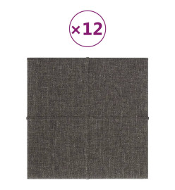 Panneaux muraux 12 pcs Gris foncé 30x30 cm Tissu 1,08 m²