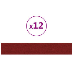 Panneaux muraux 12 pcs Rouge bordeaux 90x15 cm Tissu 1,62 m²