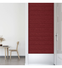 Panneaux muraux 12 pcs Rouge bordeaux 90x15 cm Tissu 1,62 m²