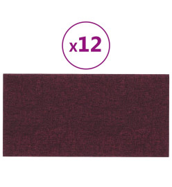 Panneaux muraux 12 pcs Violet 30x15 cm Tissu 0,54 m²