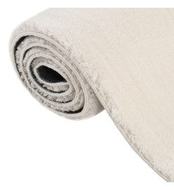 Tapis shaggy doux lavable 80x150 cm Antidérapant Crème