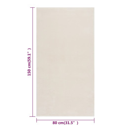 Tapis shaggy doux lavable 80x150 cm Antidérapant Crème