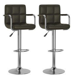 Tabourets de bar lot de 2 marron similicuir