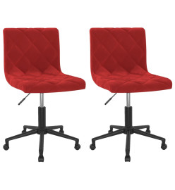 Chaises pivotantes salle à manger 2 pcs Rouge bordeaux Velours