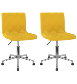 Chaises à manger pivotantes lot de 2 jaune moutarde velours