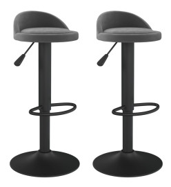 Tabourets de bar lot de 2 gris foncé velours