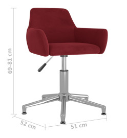 Chaises pivotantes salle à manger 2 pcs Rouge bordeaux Velours