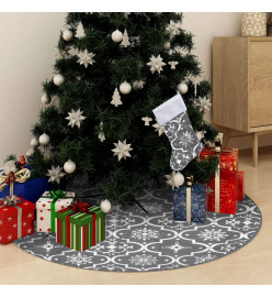 Jupe de sapin de Noël de luxe avec chaussette Gris 90 cm Tissu