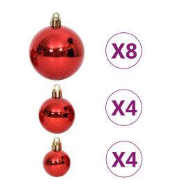 Ensemble de boules de Noël 64 pcs Rouge et blanc