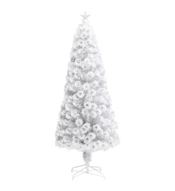 Arbre de Noël artificiel pré-éclairé blanc 180 cm fibre optique