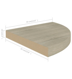 Étagère d'angle flottante chêne 35x35x3,8 cm MDF