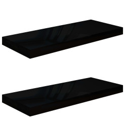 Étagère murale flottante 2 pcs Noir brillant 60x23,5x3,8 cm MDF