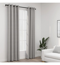 Rideaux occultants Aspect lin avec œillets 2 pcs Gris 140x225cm