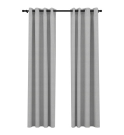 Rideaux occultants Aspect lin avec œillets 2 pcs Gris 140x225cm